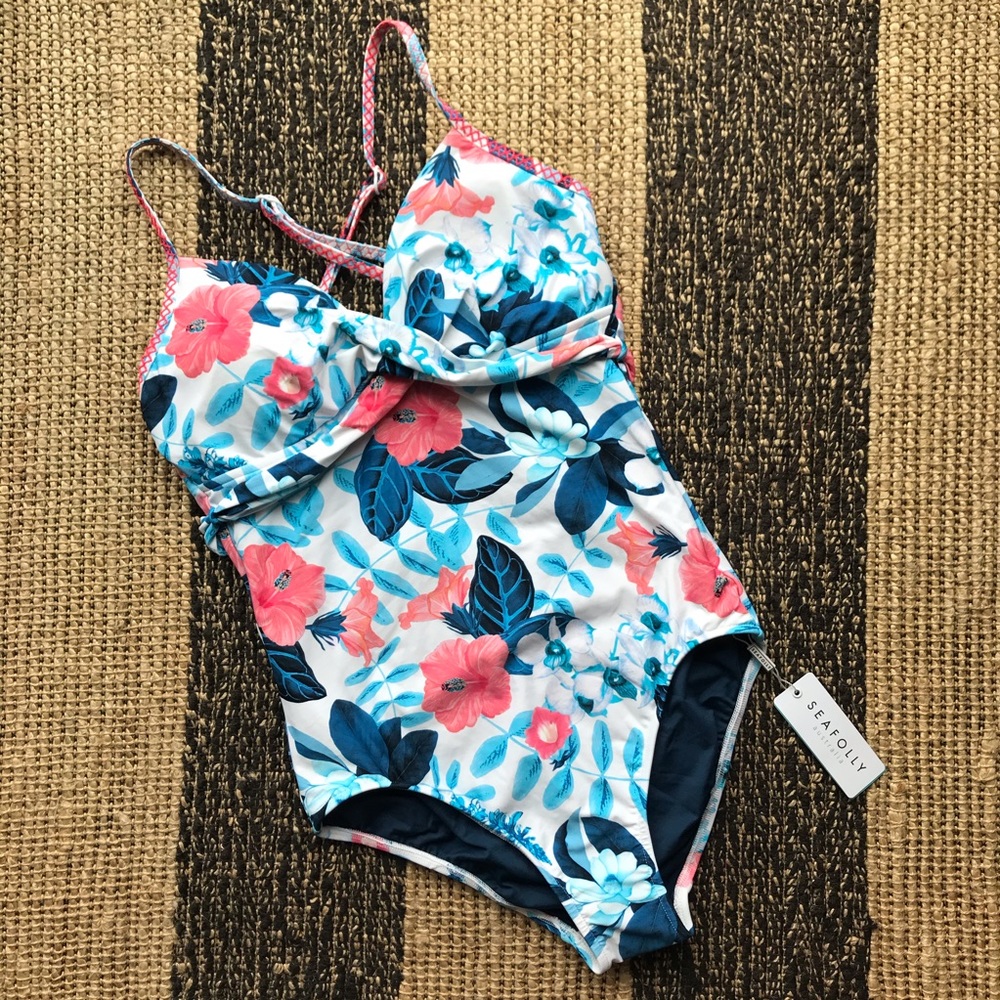 Seafolly Wrap Front Maillot One Piece Swimsuit 10